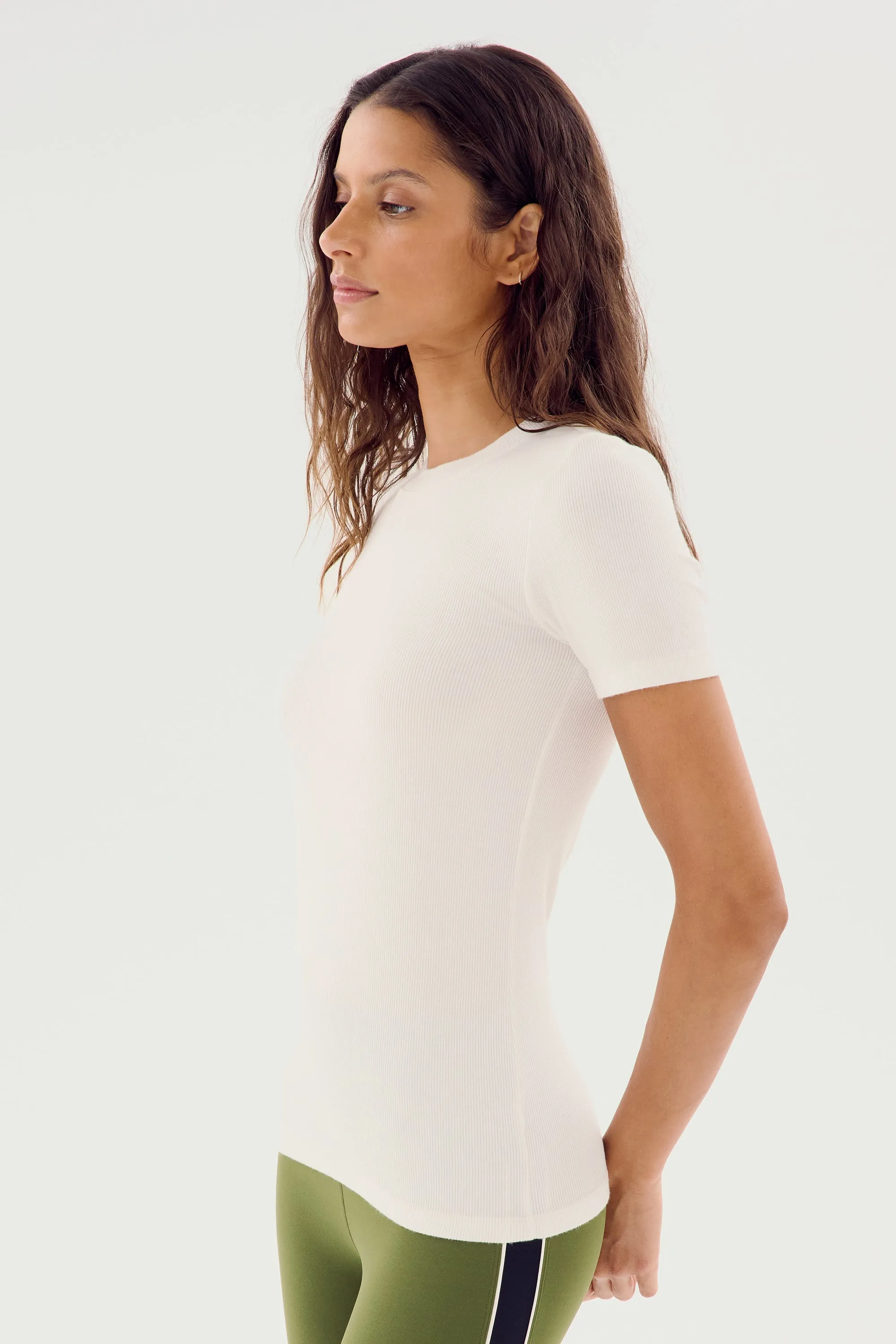 Louise Rib Short Sleeve - White