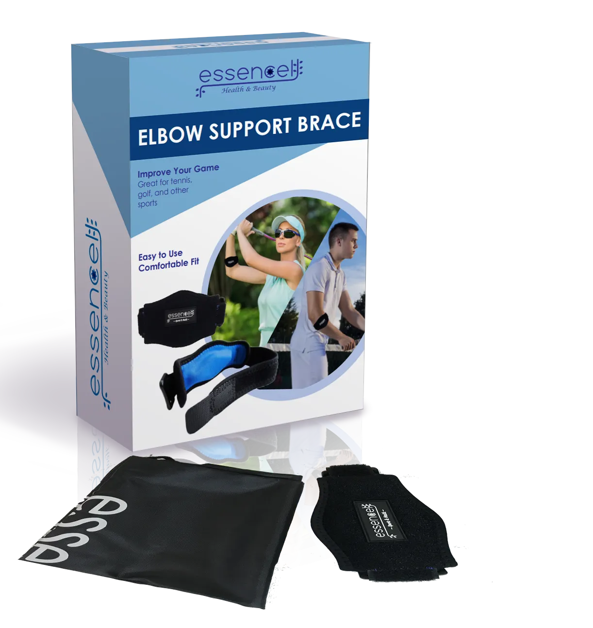 Tennis golf Elbow Brace,  Strap with Compression Pad - bonus Drawstring Carrying Bag